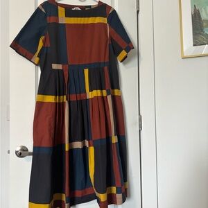 Colorblock Poplin Midi Dress